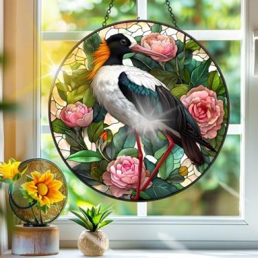 Imagem de Acrílico colorido, apanhador de sol, decoração de janela suspensa de pássaros, arte de parede de arco-íris, para sala de estar, quarto, varanda, interior, exterior, jardim, animais, decoração, 19 x 19