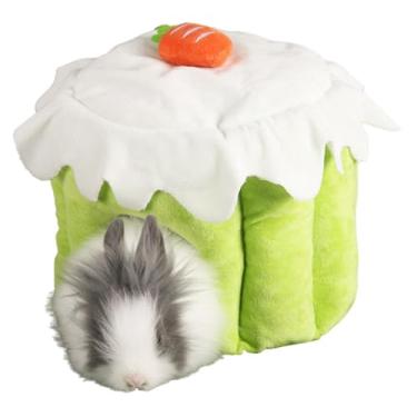 Imagem de Copfeu Esconderijo de porquinho-da-índia, bonito em forma de bolo, fixável, casa de porquinhos-da-índia aconchegante, cama para coelho/coelho/hamster/chinchila acessórios de porquinho da índia (verde