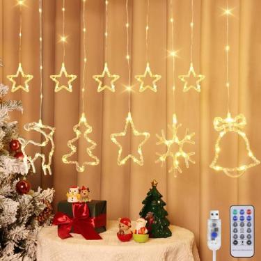 Imagem de Luzes de cortina LED Brightever 10 pés 120 LEDs de Natal
