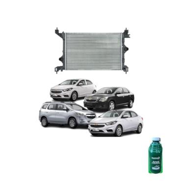 Imagem de Kit Radiador GM Cobalt/Spin/Prisma/Onix 17 Mecânico + Aditivo Radiador ParaFlu Verde 1L + Água Desmineralizada 1L
