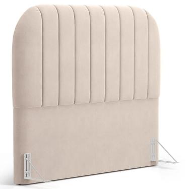 Imagem de Cabeceira Cama Box Queen Estofada Orgânica 160cm Alice W01 Suede Bege - Lyam Decor
