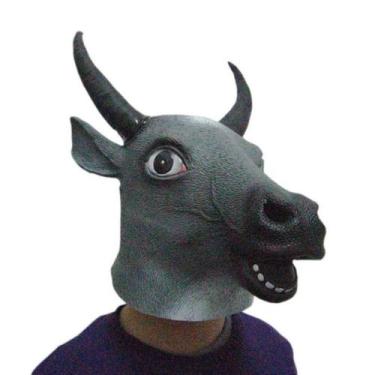 Imagem de Máscara de látex com cabeça de vaca, capuz suspenso para carnaval e fe
