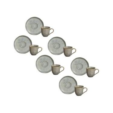 Imagem de Conjunto de Xícaras de Café com Pires Porto Brasil Bio Green Granite 120ml - 6 Peças
