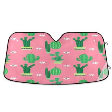Imagem de SEHANY Pára-brisa de carro cacto planta verde para-sol dobrável janela frontal protetor de viseira solar para carro, SUV, caminhão - Mantenha o veículo fresco, 137 x 81,5 polegadas