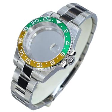 Imagem de FEIYASHI Caixa de relógio GMT/SUB impermeável de 40 mm com vidro de safira, adequada para movimentos NH35/NH36, mostrador de 28,5 mm, Caixa prata + pulseira 3, Caixa de relógio de luxo