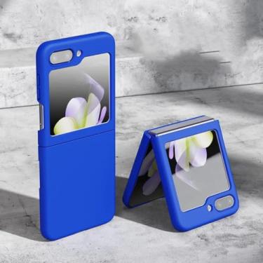 Imagem de Capa com toque aveludado para Samsung Galaxy Z Flip 3 4 5 6 7 5g Flip6 Flip5 - Capa protetora (Para Samsung Z Flip3/azul klein)
