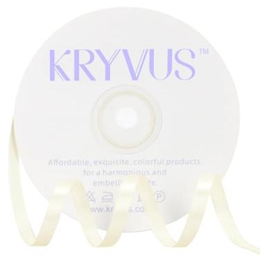 Imagem de KRYVUS Fita de cetim bege de cor sólida 1/10.2 cm x contínua, 50 metros, fitas perfeitas para artesanato, decoração de casamento, fabricação de laços, costura, embalagem de presente e muito mais