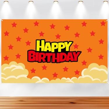 Imagem de Decorações Festa Aniversário Anime, 150x90cm Painel Fotografia Nuvem Estrela Amarela e Vermelha Animação Happy Birthday Suprimentos Festa Aniversário Fundo Desenho para Crianças Meninos