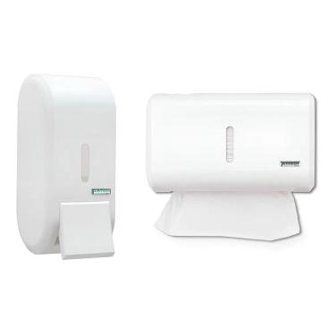Imagem de Kit 1 Dispenser Sabonete Porta Sabão + Toalheiro Papeleira C