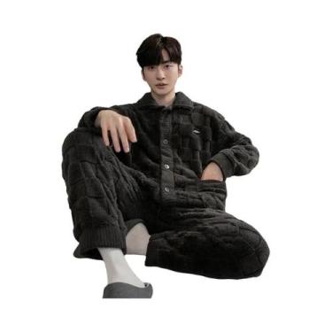 Imagem de Conjunto De Pijamas Masculinos Acolchoados E Espessos, Calças De Fleec
