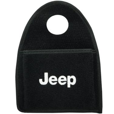Imagem de Lixeira Lixinho Automotiva Carro Carpete Logo Bordado Jeep para Câmbio Preta