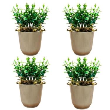 Imagem de KIT 4 VASOS VASINHOS DECORATIVOS COM FLORES ARTIFICIAIS PARA CASA(CINZA VASOS SORTIDOS)