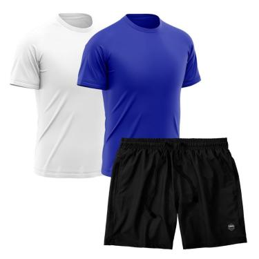 Imagem de Kit 2 Camisetas Dry Treino Fitness Academia + Short Bermuda Preto-Masculino
