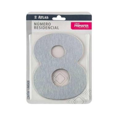 Imagem de Número Residencial 8 Cromado Com Adesivo - Alumínio Acm - Uso Interno-