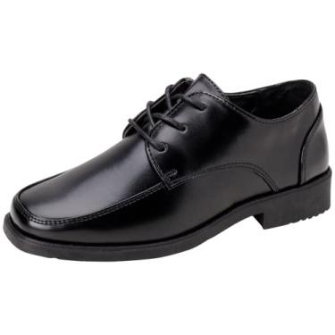 Imagem de Sapatos para meninos Josmo com cadarço (bebê, criança pequena, criança grande), Black Smooth, 6 Big Kid