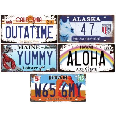 Imagem de OPO 10 - Set of 5 USA Metal car License Plates, with Aged Effect - replicas of Real American Plates, and That of The Film: Back to The Future / OLD5