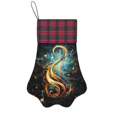 Imagem de Estampa de símbolo musical meias de Natal animais de estimação decoração de natal cães gatos árvore decoração doce presente conveniente