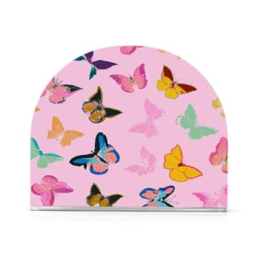 Imagem de JUZIHAI Porta-guardanapos de borboletas coloridas para mesa dispensador de guardanapo de acrílico para mesa suporte de lenços independente para cozinha sala de jantar bar festa decoração de casa