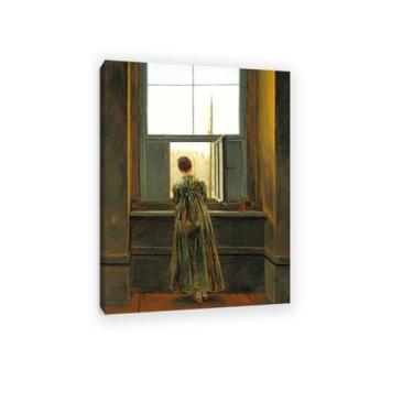 Imagem de ZUJGHSJG Woman at the Window por Caspar David Friedrich Impressões em tela Well Decor The World Classic Art Reproduções de arte grande giclee arte de parede para sala de estar decoração de casa 70 x