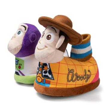 Imagem de Disney Pixar Toy Story Pantufas Woody and Buzz Sock Top para crianças, Amarelo + branco, 21-22