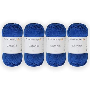 Imagem de 4 novelos/pacote Schachenmayr (SMC) Catania Originals Yarn, cada bola 50 g (125 m), 100% algodão mercerizado para fio de tricô e crochê, peso esportivo, 201 - Royal