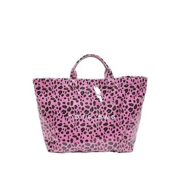 Imagem de EFDNK-HB Sacolas femininas de PVC cor sólida simples lazer ao ar livre bolsa de grande capacidade para trabalho, Leopardo rosa, One Size