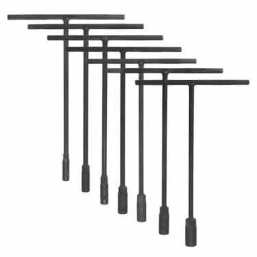 Imagem de HARFINGTON 7 peças soquete de chave em T 8/9/10/11/12/13/14 mm soquete de chave inglesa métrica de aço de alto carbono de 6 pontos com longo alcance para reparo de motocicletas e bicicletas