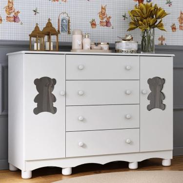Imagem de Cômoda Infantil 125cm 2 Portas com Vidro e 4 Gavetas Ternura Multimóveis MP4480