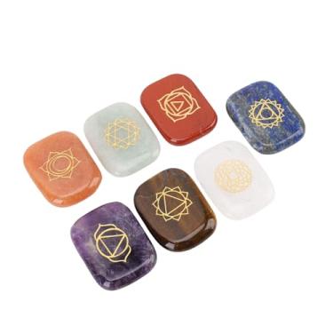 Imagem de GLOGLOW Conjunto de 7 Peças de Pedras Rúnicas Com Símbolos de Runas de Ouro Gravados, Runas de Cristal para Adivinhação de Meditação de Ioga Com Bolsa de Veludo, Suprimentos de Bruxaria para Iniciantes para Colecionadores e Espirituais