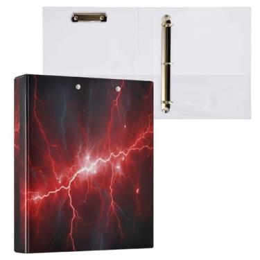 Imagem de Wassud Fichário vermelho relâmpago com clipe organizador de 3 anéis com fichário decorativo de bolso transparente A4 suporte de documentos para escritório, casa, 1 pacote