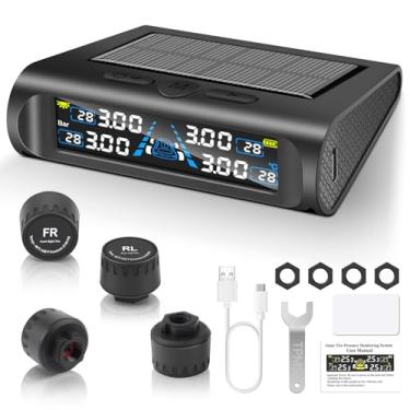 Imagem de Liwogi Sistema de monitoramento de pressão de pneu, RV TPMS com carregador solar e USB, 4 sensores e 6 modos de alarme, visor LCD colorido em tempo real, sistema de monitor de pressão de pneu solar
