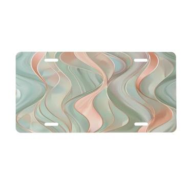 Imagem de Placa de licença arte verde mármore para frente do carro placas de carro metal de alumínio adequado para caminhão placa de porta de carro bar café acessórios automotivos para homens mulheres 15 x 30