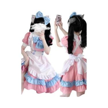 Imagem de Fantasia Kawaii Vintage De Maid Cafe, Vestido Lolita Com Laço Fofo Par