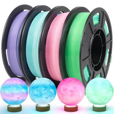 Imagem de IEMAI Pacote de filamento PETG de 1,75 mm, filamento de impressora 3D translúcido multicolorido gradiente de cor até 600 mm/s Impressão rápida, 250 g × 4 carretéis para criações artísticas e decoração