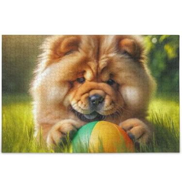 Imagem de Chow Chow Quebra-cabeça cachorro fofo filhote adulto 500 peças Engraçado personalizado divertido mordaça presente quebra-cabeça pintura de belas artes, 52 cm x 37,8 cm