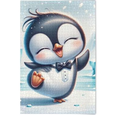 Imagem de Quebra-cabeça adorável pinguim fofo de 1000 peças para adultos, jogos engraçados, presentes tecnológicos, exclusivo, colorido, quebra-cabeça de arte animal, 75 x 50 cm