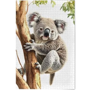 Imagem de Quebra-cabeça fofo de 1000 peças com urso coala para adultos, decoração de arte, pintura, quebra-cabeças rígidos para adultos, presente personalizado para amantes, 75 x 50 cm