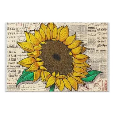 Imagem de Quebra-cabeça vintage girassol bege adultos 500 peças arte de jogo de brinquedo personalizado exclusivo quebra-cabeça presentes para amantes de quebra-cabeça, 51 x 35 centímetros