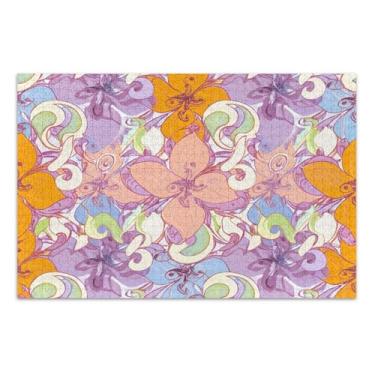 Imagem de Quebra-cabeça para adultos 1000 peças de arte de jogo de brinquedo personalizado para adultos colorido flor primavera família elefante branco presentes, 75 x 40 centímetros