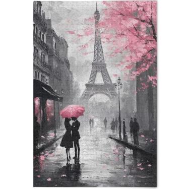 Imagem de Quebra-cabeça para adultos Torre Eiffel pintura a óleo dia dos namorados 500 peças arte brinquedo pintura arte quebra-cabeças rígidos jogo de tecnologia personalizado presentes, 52 cm x 37,8 cm