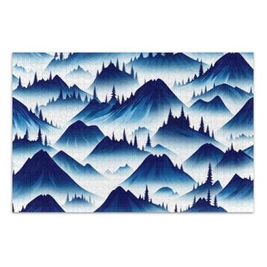 Imagem de Quebra-cabeça para adultos com paisagem de montanha azul, 1000 peças, presentes de elefante branco, quebra-cabeça difícil, pintura animal, 75 x 40 cm