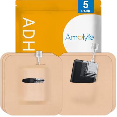 Imagem de Amolyfe Capa adesiva Tandem Mobi, pacote com 5 adesivos de bolso para bomba de insulina Tandem Mobi, à prova d'água e hipoalergênica, capa overpatch, 10 dias de uso prolongado, marrom
