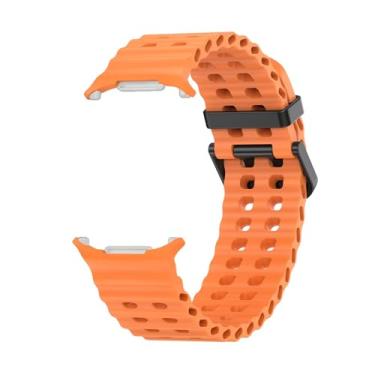 Imagem de JDIME Pulseira de silicone marinho para samsung watch ultra 47mm pulseira sem lacunas esporte banda de dois tons para galaxy 7 ultra pulseiras(Orange)