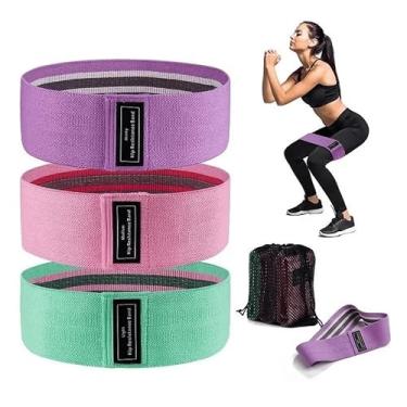 Imagem de Kit 3 Faixas Elásticas de Exercício (Mini Bands) para Glúteos, Pernas e Fitness - Hip Resistance Bands com 3 Níveis de Intensidade