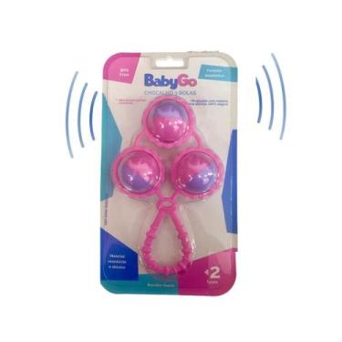 Imagem de Chocalho Infantil 3 bolas Emite barulho Azul e Rosa - Baby Go, Rosa