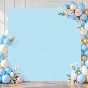 Imagem de Capa azul claro para arco de casamento, 2 x 1,6 m, arco quadrado, para chá de bebê, 2 lados, elastano, elástico para festa de aniversário, cerimônia, formatura, banquete, decoração