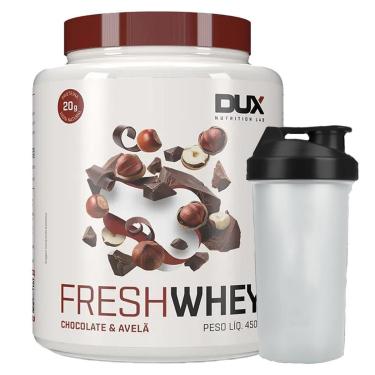 Imagem de Suplemento em pó Combo Fresh Whey Nutri Conc Isolado Chocolate belga e Avela + Coqueteleira - Dux-Unissex