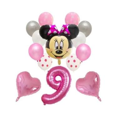 Imagem de Balões Mickey E Minnie Mouse 14pcs Balões De Número De Látex E Folha P