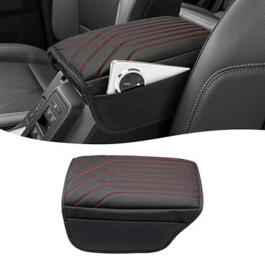 Imagem de KBH Capa de apoio de braço para console central para Ford Bronco 2021-2025 2 portas e 4 portas, protetor de console médio, tampa de tampa de descanso de braço com bolsos laterais, antiarranhões, ponto
