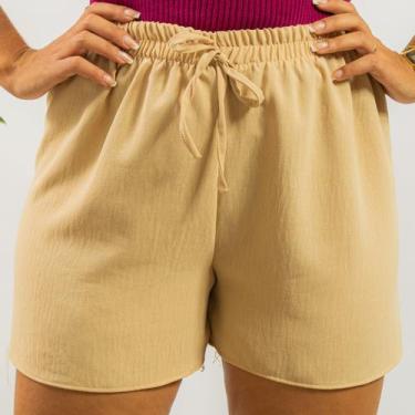 Imagem de Short Duna Feminino Soltinho Cós Alto Com Elástico Casual - 40 Graus M